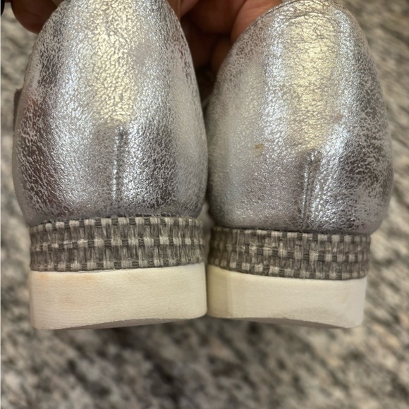 Silver Metallic Slip-On Sandals with Wide Straps - Picture 7 of 8